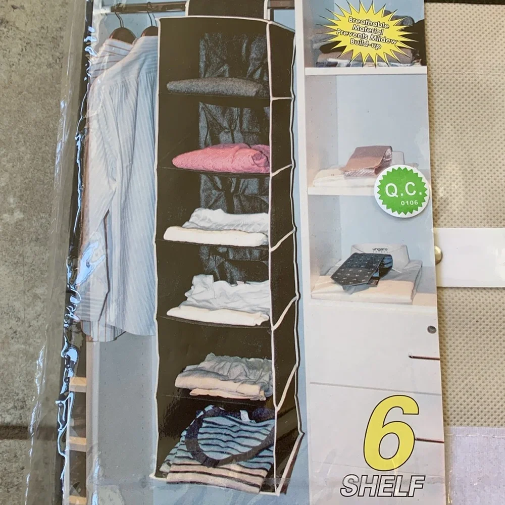 Kennedy‘s Home Collection Beige Hanging 6 Shelf Closet Organizer